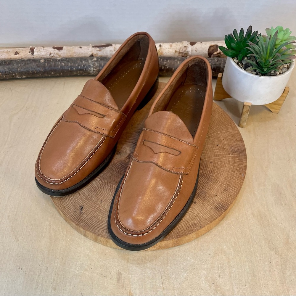 G.H Bass.Co | Bradford Tan Leather Stitched Moc-Toe Welted Loafers Size 10EE